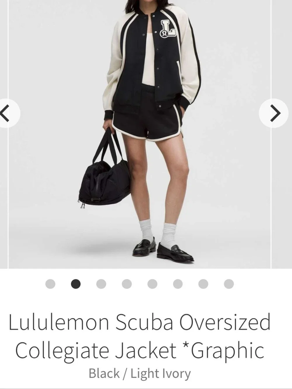 lululemon athletica Oversized Collegiate Black & Cream Varsity Jacket